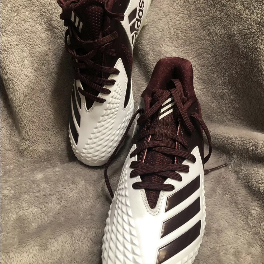 ADIDAS MEN'S FREAK X CARBON MID FOOTBALL SHOE WHITE MAROON SZ 7.5